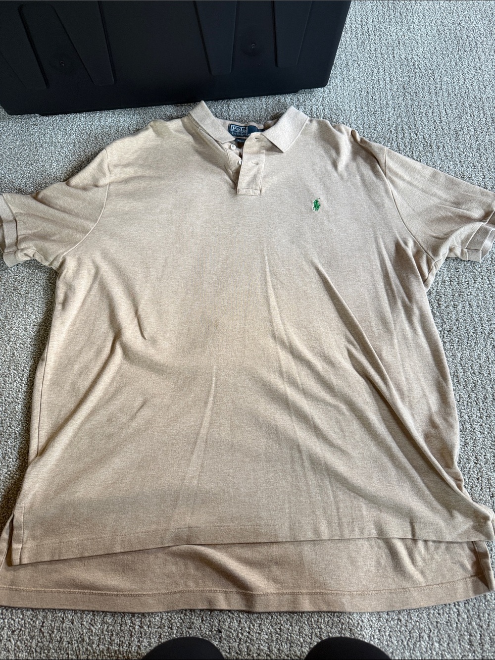 Ralph Lauren Beige Polo with Green Pony Embroidery